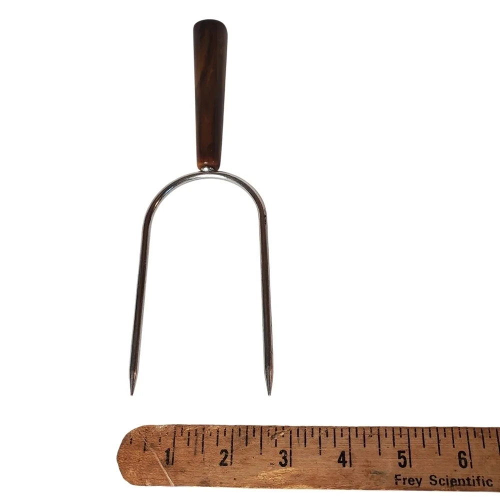 Vntg Bakelite Tortoise Handle and Stainless Steel Carving Fork.